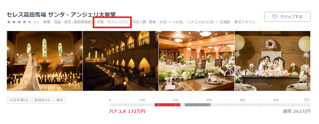 ハナユメ(hanayume)に掲載されている結婚式場の種類