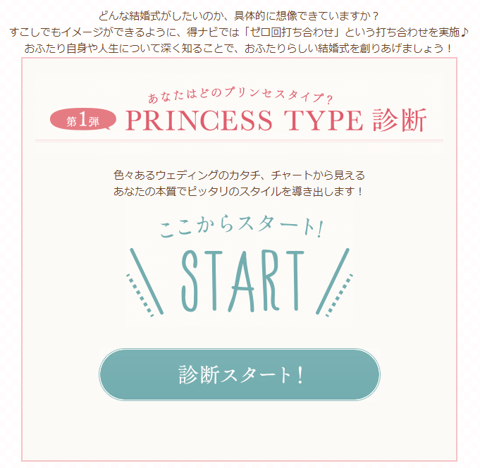 得ナビウェディングのプリンセスタイプ診断